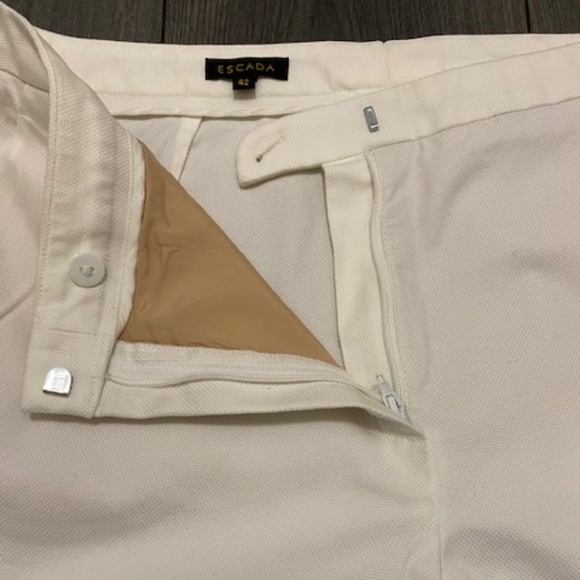 Escada Tamineh Straight-Leg White Cotton Pants Size EU 42/ US L - Picture 6 of 10